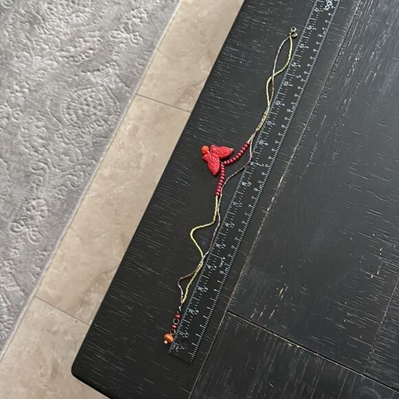 David Aubrey Coral Ted Butterfly Green Seed Bead Layered Necklace Luxury​​​​​ - Picture 7 of 9